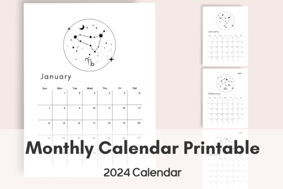 Download Minimalist Monthly Zodiac Calendar 2024 - Calendar 2024 Collection