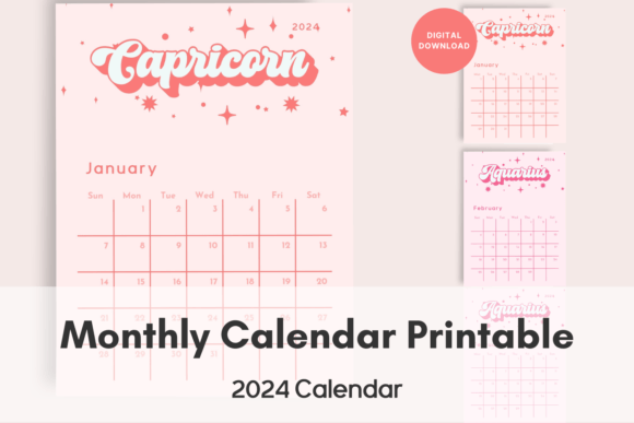 Download Retro Monthly Zodiac Calendar 2024 - Calendar 2024 Collection