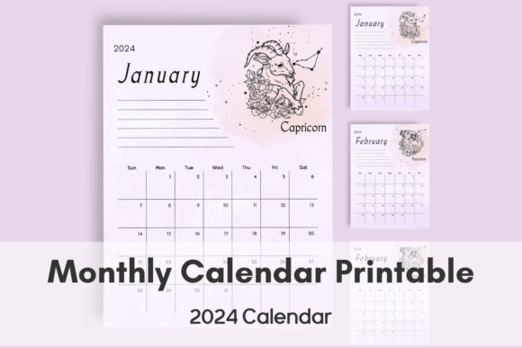 Download Amethyst Monthly Zodiac Calendar 2024 - Calendar 2024 Collection