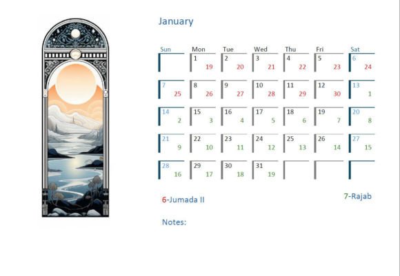 Download Gregorian and Hijri Calendar 2024-1445 - Calendar 2024 Collection