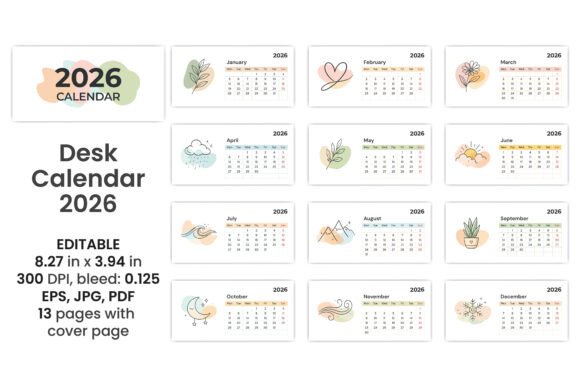 Download Minimal Desk Calendar 2026 Design - Desk calendar 2026 Collection