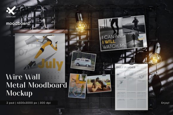 Download Wire Wall Metal Moodboard Mockup - Moodboard Collection