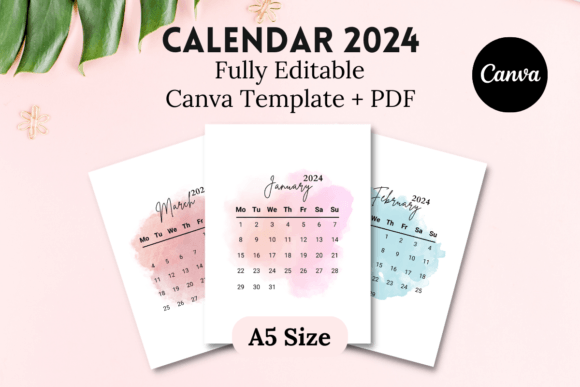 Download Editable Calendar 2024 Canva Template - Premium Bundle