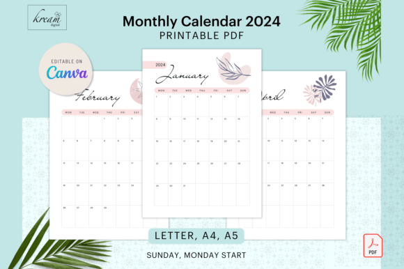 Download Canva Monthly Calendar 2024 - Calendar 2024 Collection
