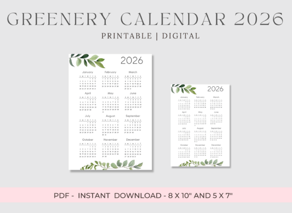 Download Greenery Desk Calendar 2026 - Desk calendar 2026 Collection