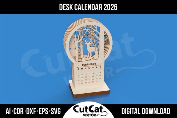 Download Desk Calendar 2026 Laser Cut Files - Desk calendar 2026 Collection