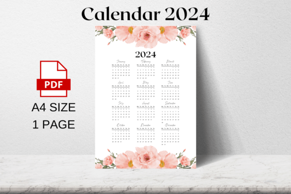 Download One Page Printable Calendar 2024 PDF - Premium Bundle